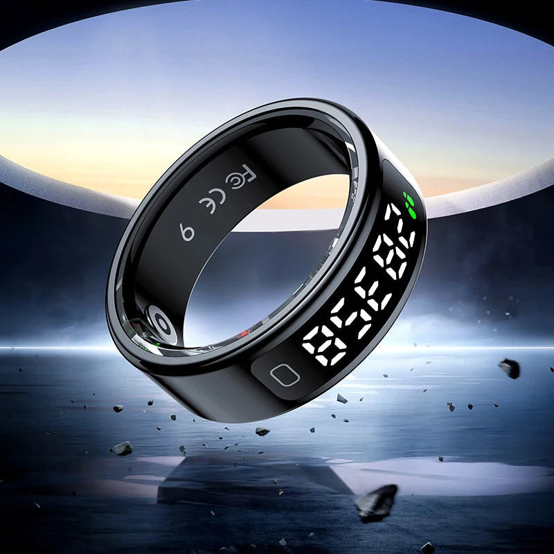 R11C Smart Ring — LED Display Wellness Tracker with Sleep, Heart Rate & Activity Monitoring (Stainless Steel, 1ATM Waterproof)