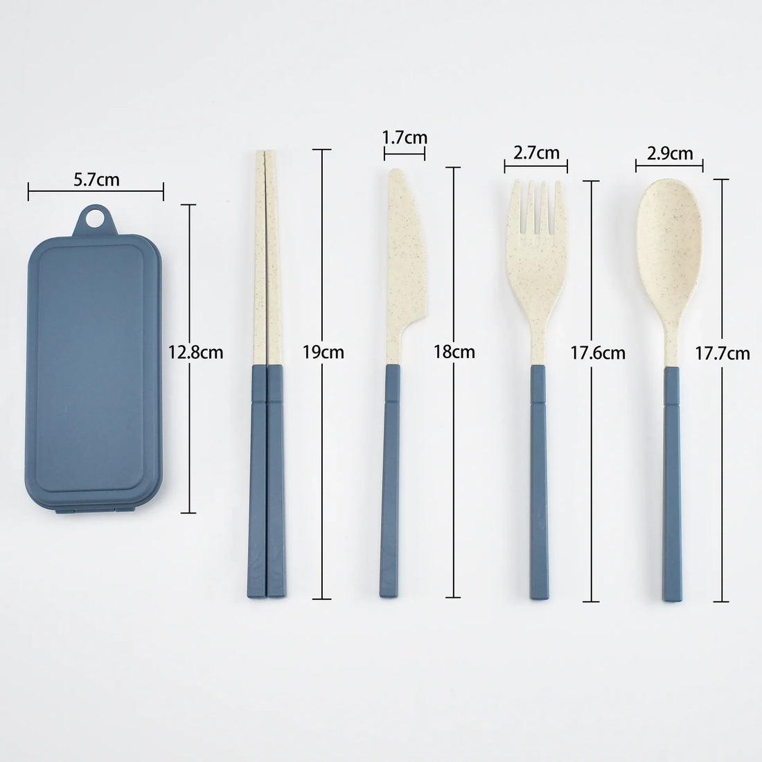 5pcs Portable Wheat Straw Cutlery Set with Carrying Box