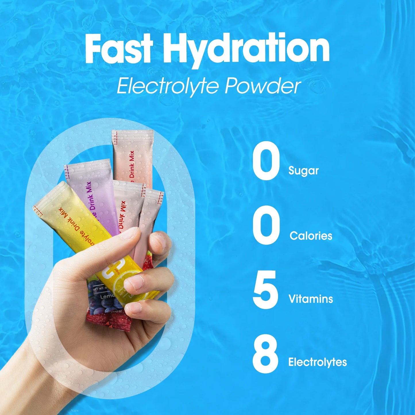 Electrolytes Mix Packets — Sugar-Free Hydration with 8 Electrolytes & 5 Vitamins (32 Sticks, Unisex, US Origin)