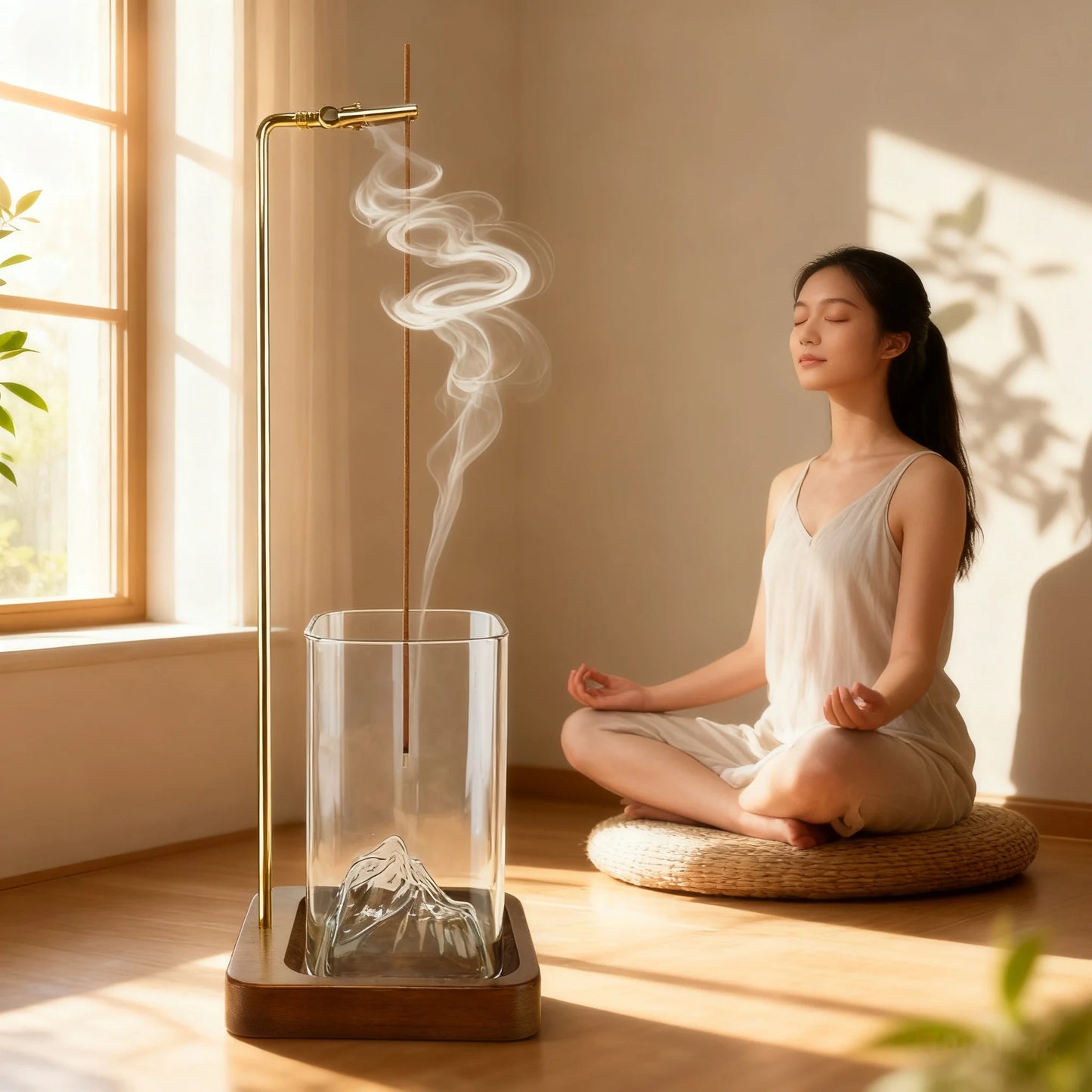 Wooden Incense Holder with Removable Glass Ash Catcher — Mess-Free Incense Burner for Meditation, Yoga & Spa Rituals
