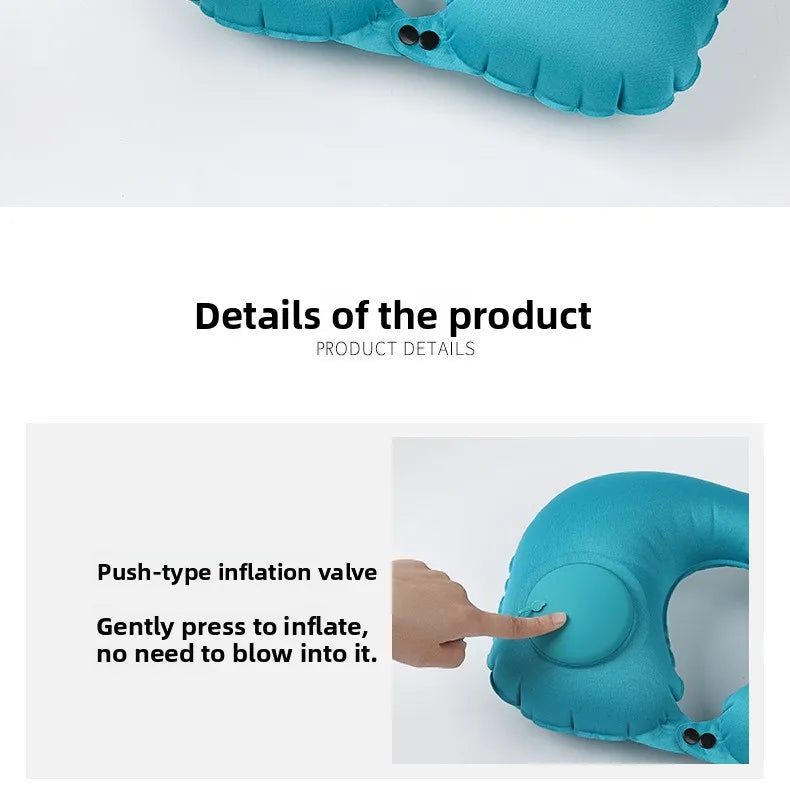 Press Inflatable U-Shaped Neck Pillow — Portable Travel Comfort for Train, Airplane & Long-Distance Journeys (Foldable, Lightweight)
