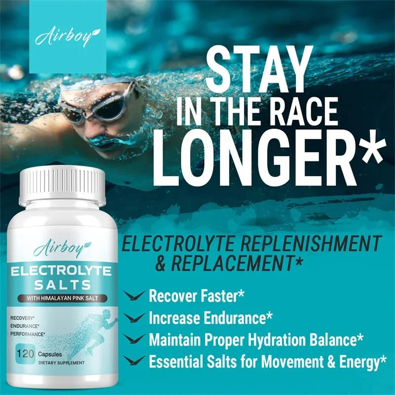 Electrolyte Salts Capsules — Muscle Recovery, Hydration & Cramp Support (Unisex, US-Made)