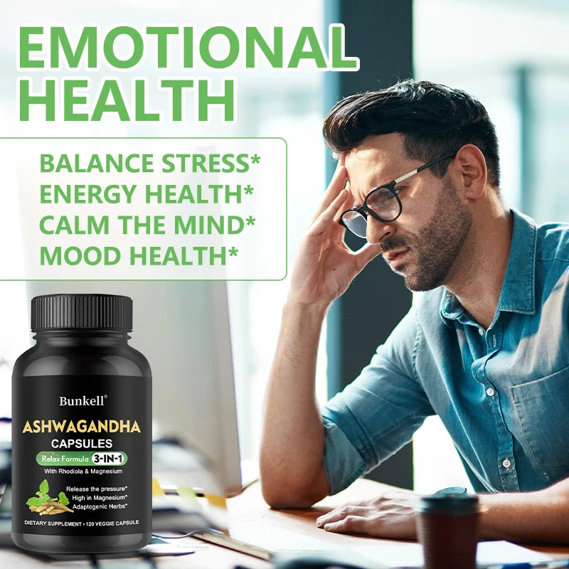 Ashwagandha + Magnesium Capsules — Energy, Strength & Vitality Support with Sleep Balance (Unisex, US Origin)