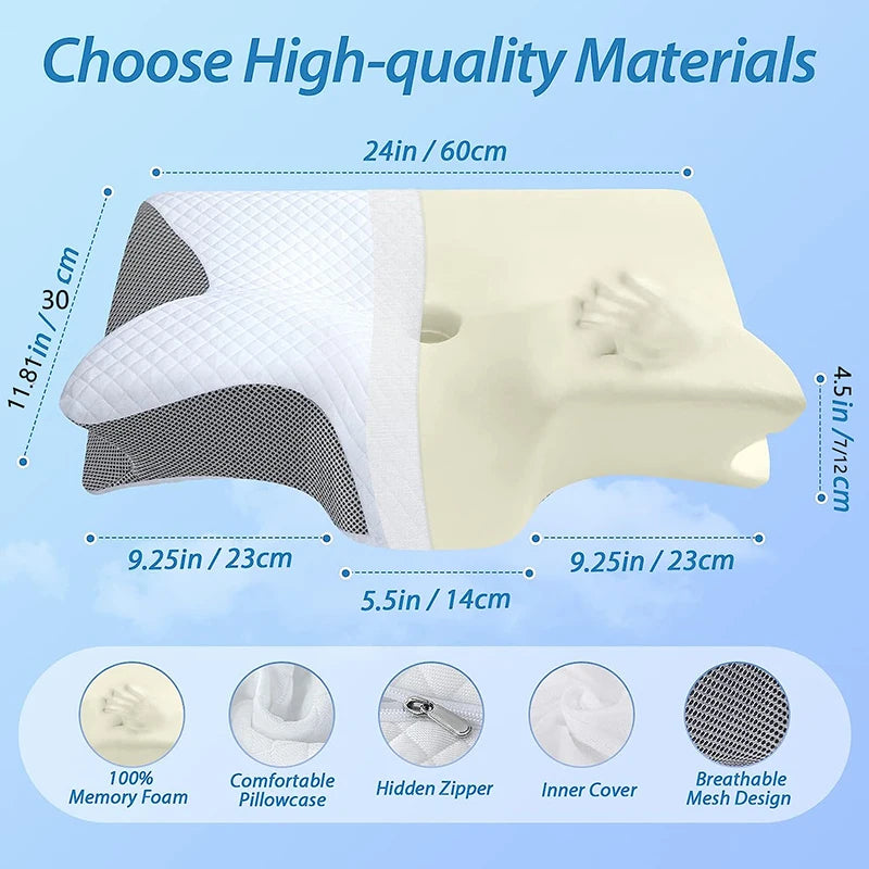Memory Foam Cervical Pillow — 2-in-1 Ergonomic Contour Neck Support for Pain Relief & Deep Sleep Alignment (ZT02 Model)