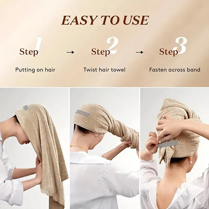 Extra-Large Microfiber Hair Towel Wrap — Ultra-Absorbent Quick-Dry Elastic Turban (60 × 100 cm)
