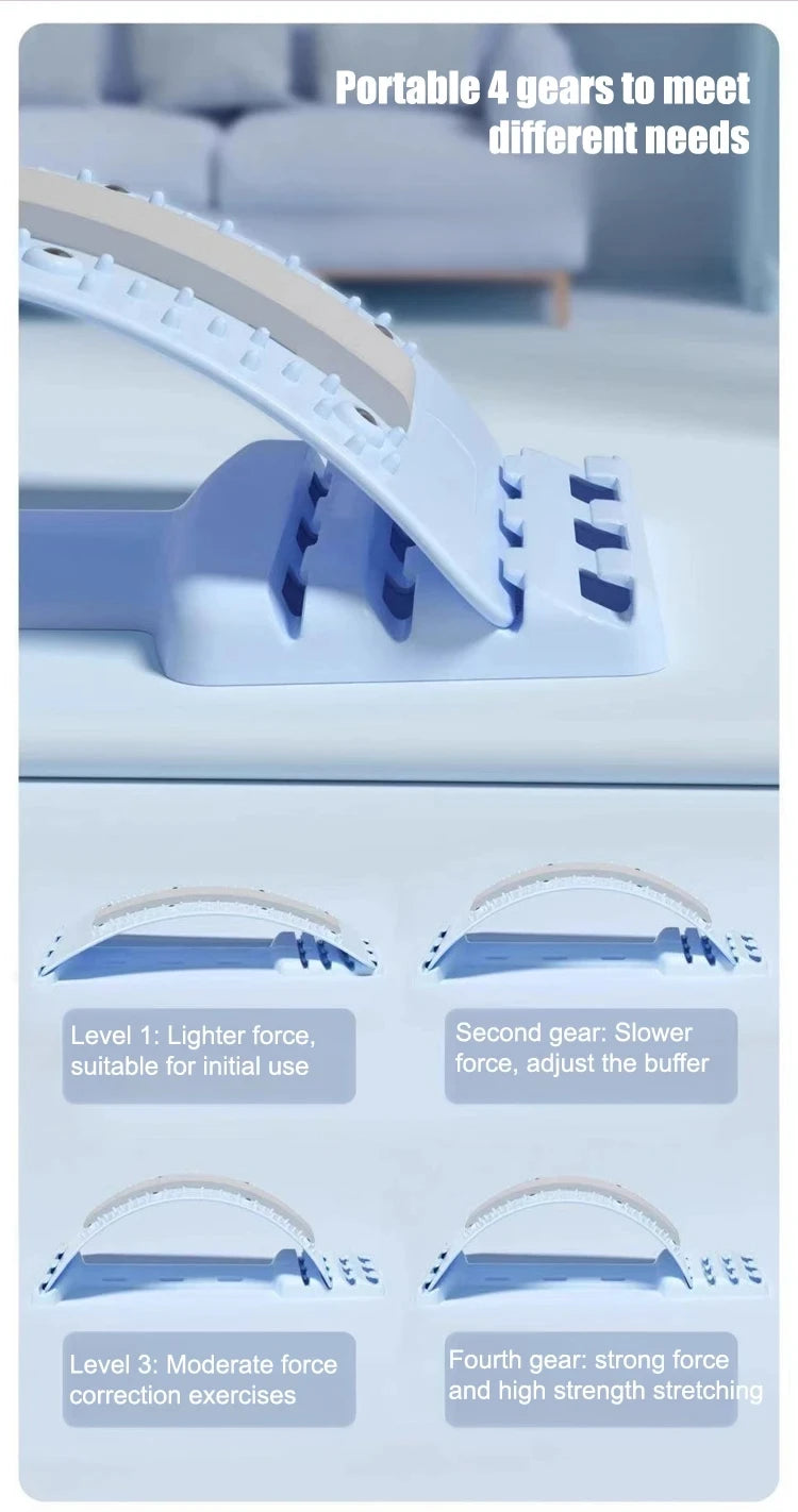 Adjustable Back & Spine Stretcher — Multi-Level Lumbar and Cervical Support Massager for Posture Alignment, Tension Relief & Fitness Recovery