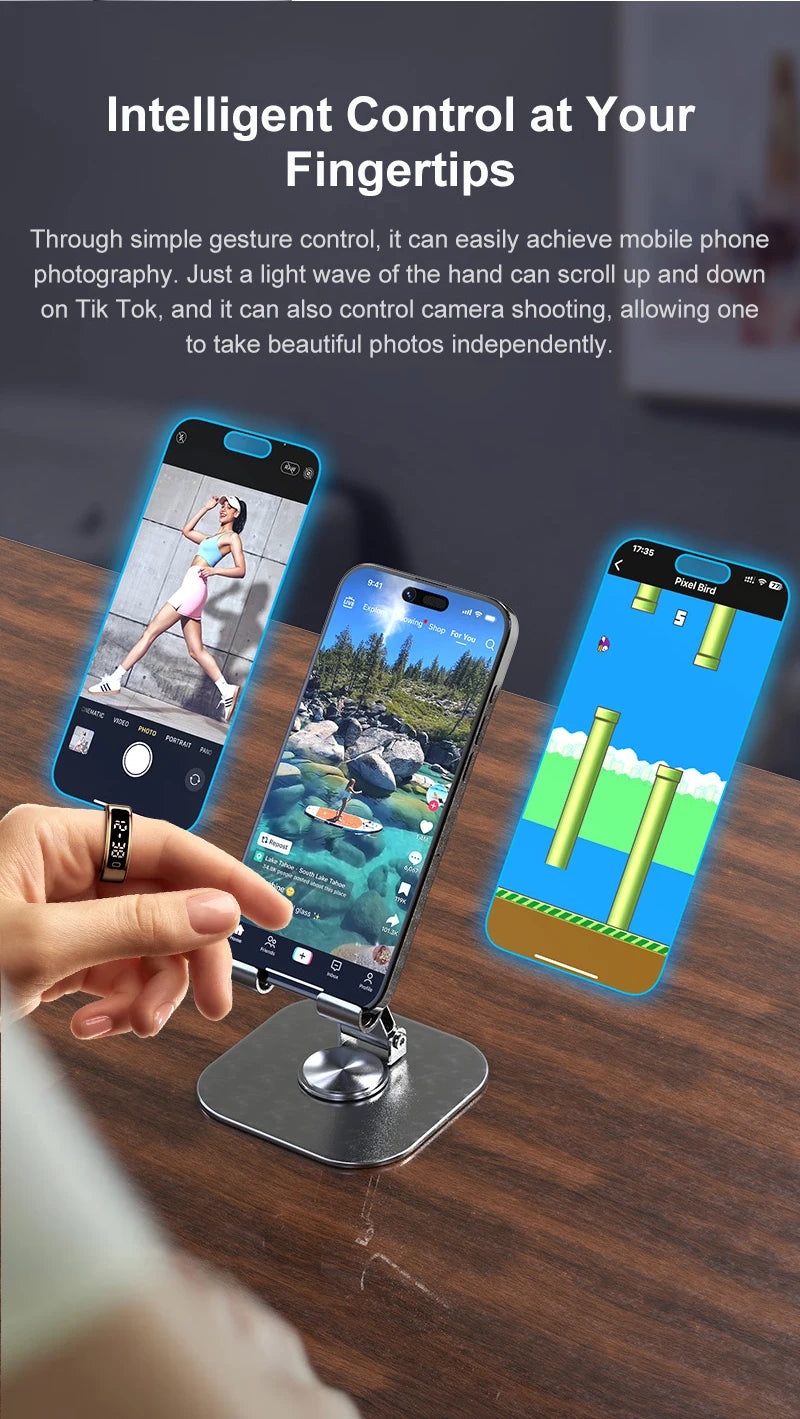 R11C Smart Ring — LED Display Wellness Tracker with Sleep, Heart Rate & Activity Monitoring (Stainless Steel, 1ATM Waterproof)