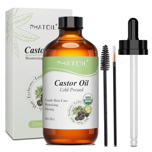 PHATOIL Organic Castor Oil — Nourish Lashes, Hair & Skin (236 ml / 118 ml)