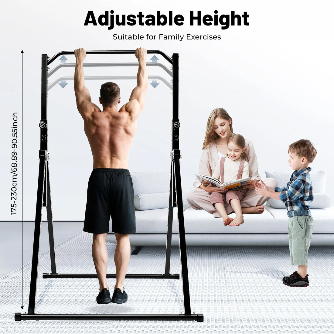 Triangular Pull-Up Station – Adjustable Height, Black