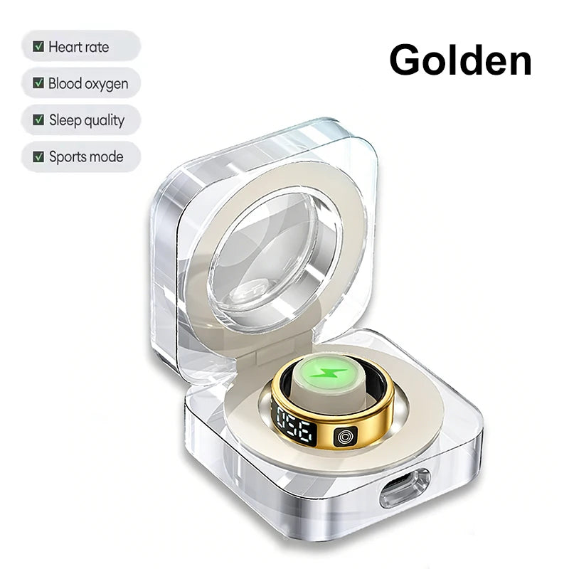 FIDI SR08 Smart Ring — LED Display Wellness Tracker with Sleep, Heart Rate & Sports Modes (Stainless Steel, 3ATM Waterproof)