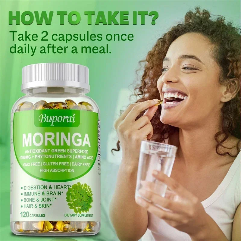 Moringa Capsules — Immune, Energy & Metabolism Support | Bone & Joint Wellness (30/60/120 Capsules)