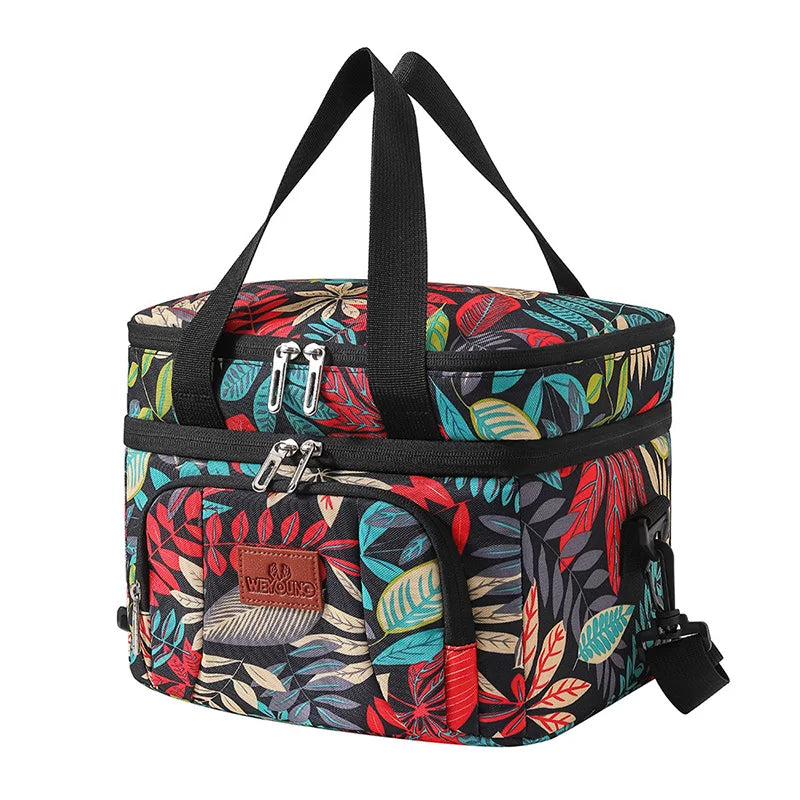 Double Layer Tote Cooler Lunch Bag with Shoulder Strap