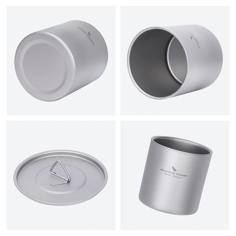 Boundless Voyage Titanium Mug — Double-Walled Anti-Scalding Stackable Cup for Outdoor Camping, Tea & Coffee (400 ml)