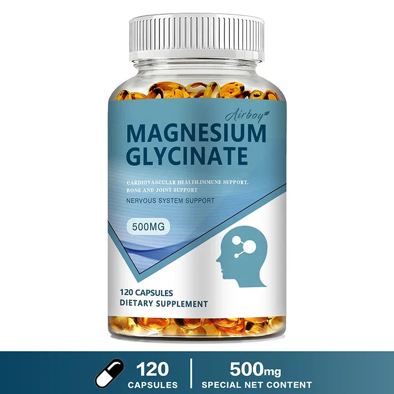Magnesium Glycinate Capsules — Nervous System, Mood & Sleep Quality Support with Muscle & Heart Wellness (Unisex, US Origin)