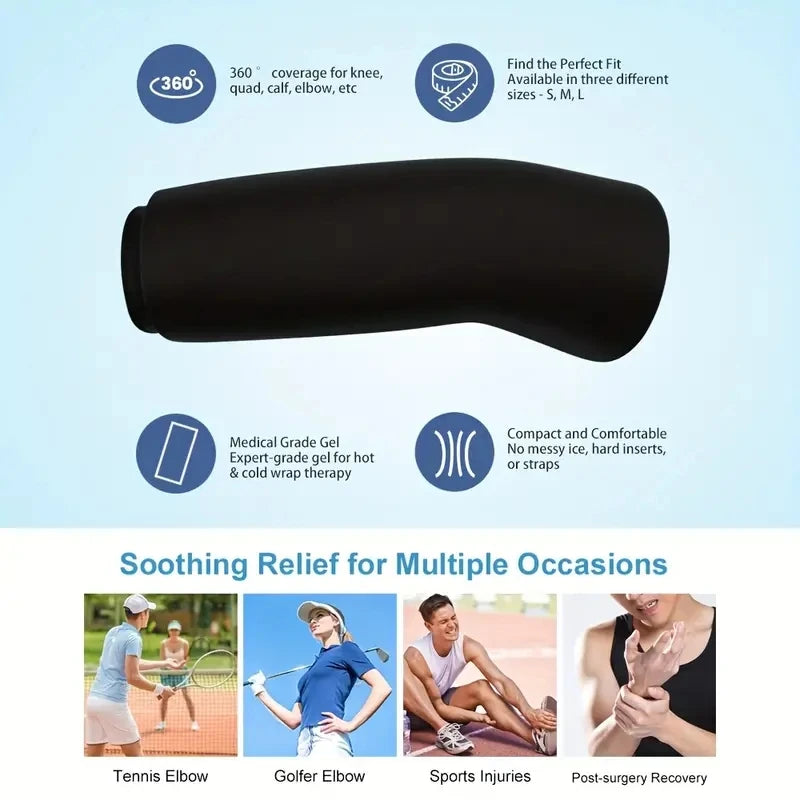 1pc Gel Ice Sleeve - Multipurpose Hot & Cold Wrap for Elbow, Knee, Ankle, Hand