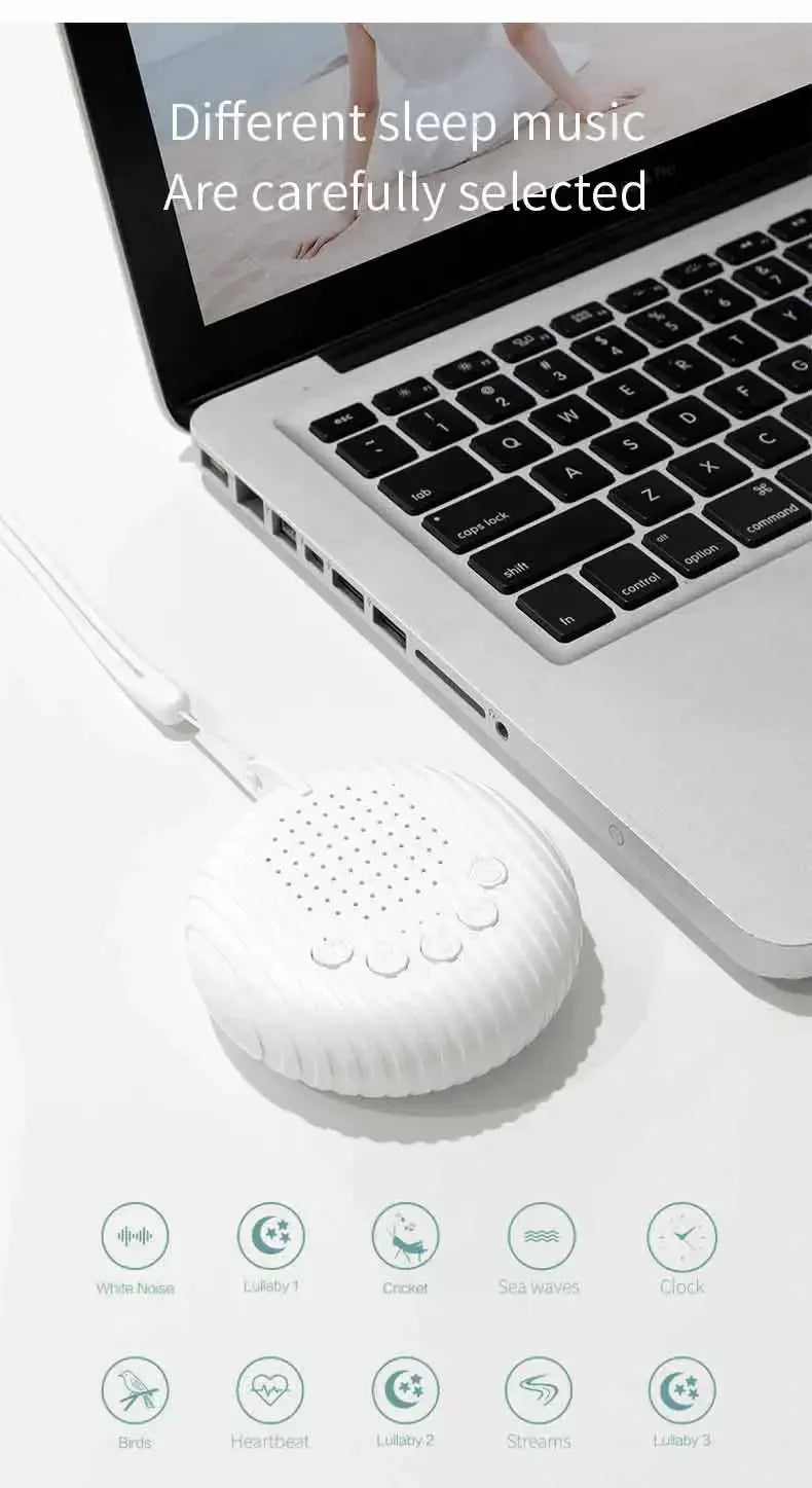 Baby White Noise Machine USB Rechargeable Timed Shutdown Sound Machine Sleep Soother Relaxation Monitor For Baby Adult Office