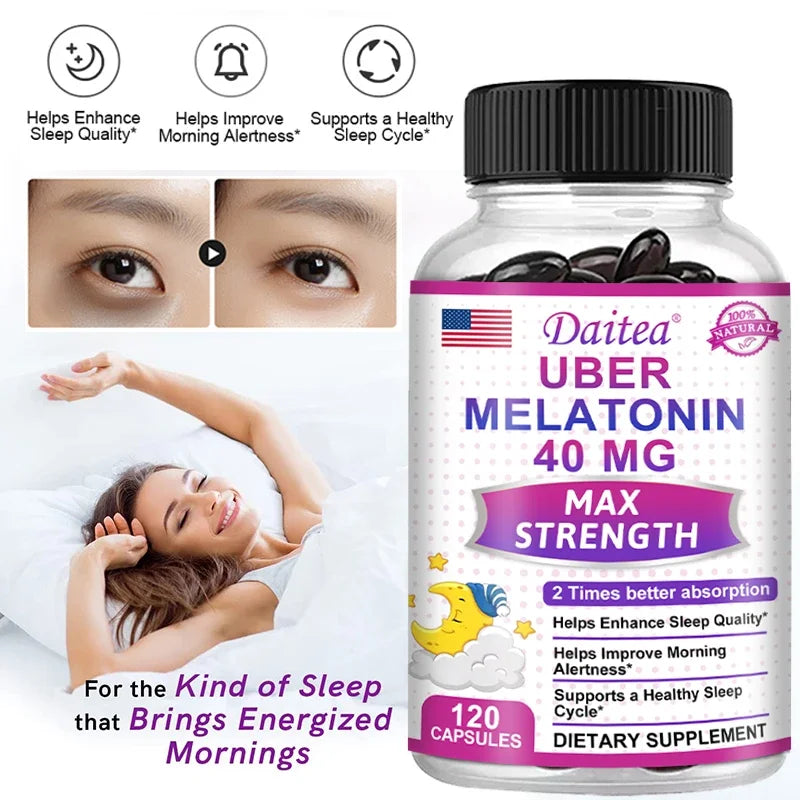 Melatonin Sleep Support Capsules — Restful Sleep & Calm Alertness with Vitamin C & L-Theanine (Non-GMO, Unisex)