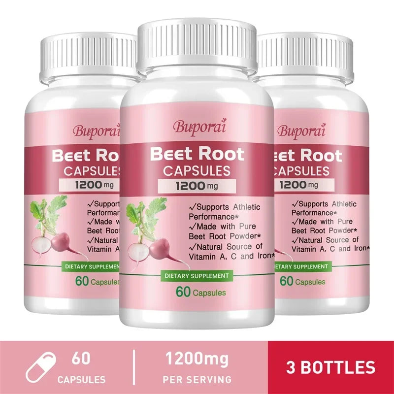 Beet Root Capsules — Support Heart Health, Blood Circulation, Immunity & Digestive Balance (30 / 60 / 120 Capsules)