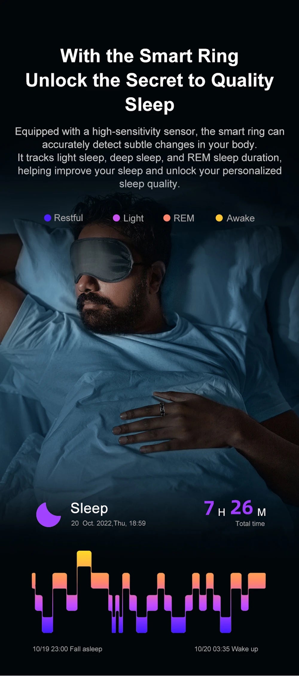 COLMI R11 Smart Ring — Wellness Tracker & Fidget Spinner Ring with Sleep Monitor, Stress Tracking & Charging Case (5ATM Waterproof)