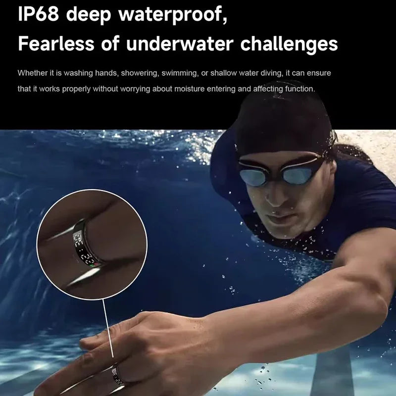 FIDI SR08 Smart Ring — LED Display Wellness Tracker with Sleep, Heart Rate & Sports Modes (Stainless Steel, 3ATM Waterproof)