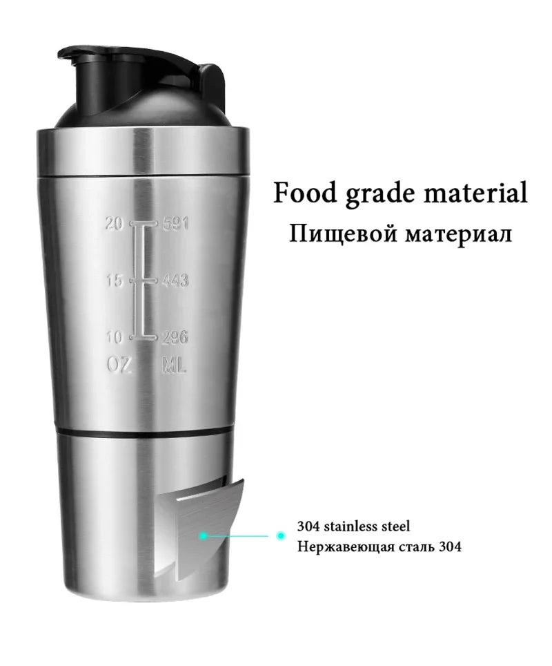 Stainless Steel Double-Layer Sports Shaker Bottle