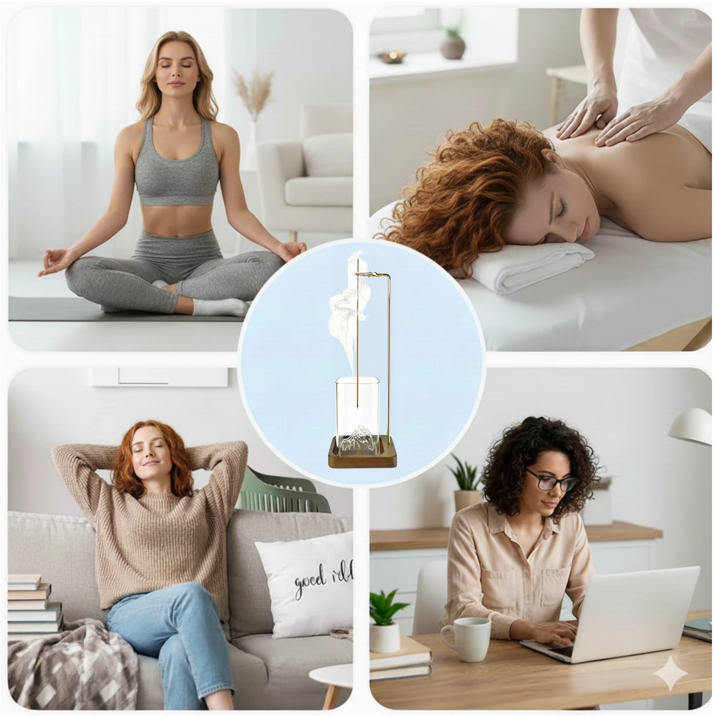 Wooden Incense Holder with Removable Glass Ash Catcher — Mess-Free Incense Burner for Meditation, Yoga & Spa Rituals