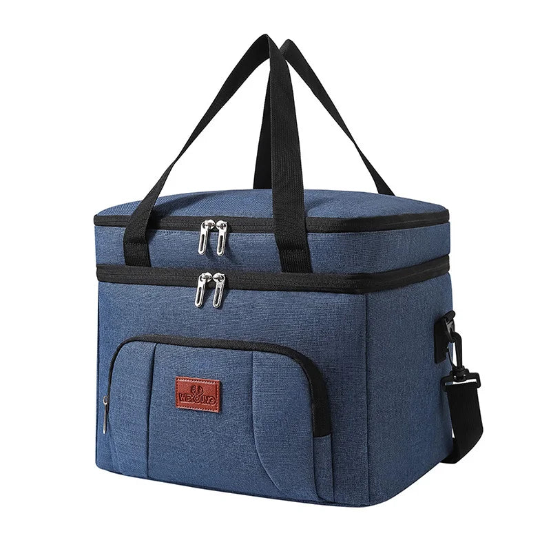 Double Layer Tote Cooler Lunch Bag with Shoulder Strap