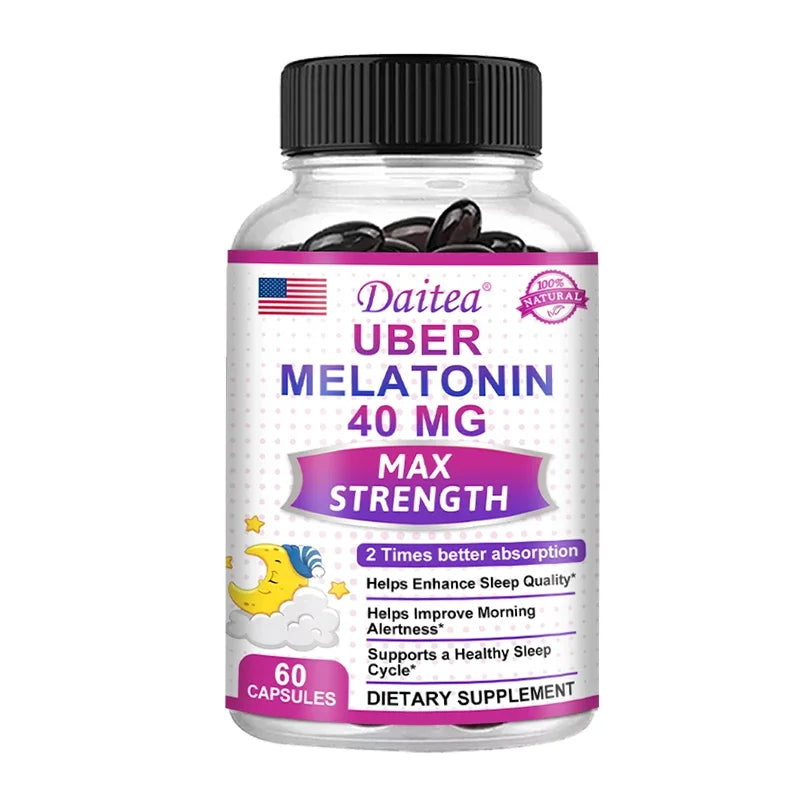 Melatonin Sleep Support Capsules — Restful Sleep & Calm Alertness with Vitamin C & L-Theanine (Non-GMO, Unisex)