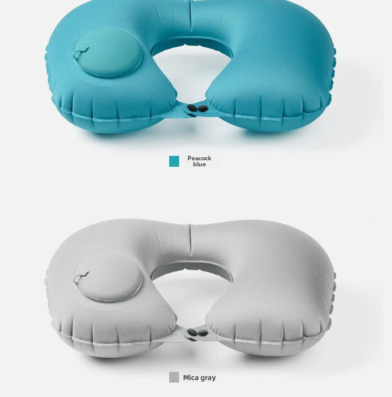Press Inflatable U-Shaped Neck Pillow — Portable Travel Comfort for Train, Airplane & Long-Distance Journeys (Foldable, Lightweight)