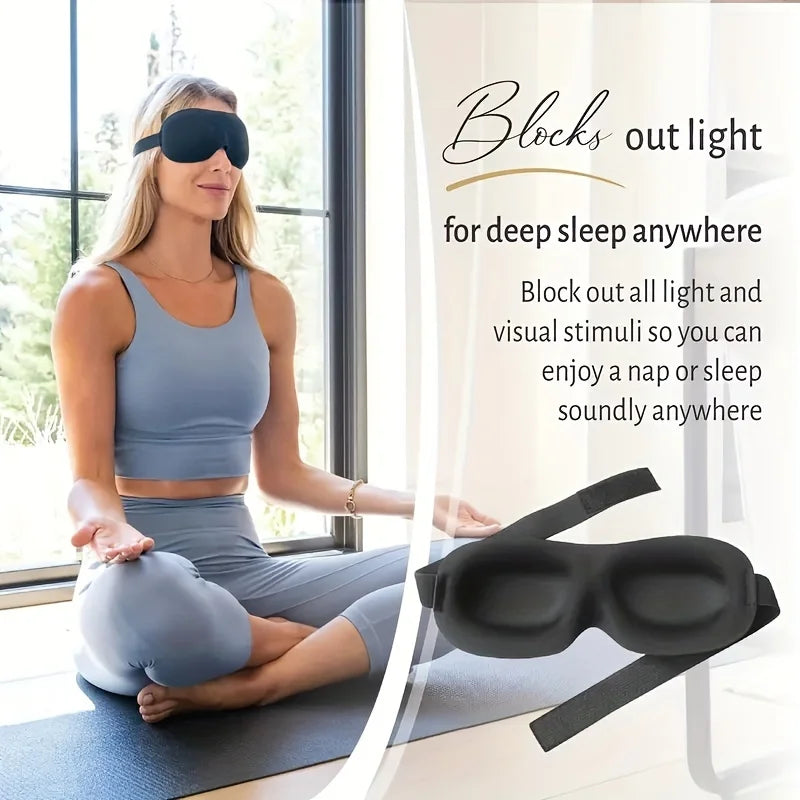 3D Contoured Sleep Mask – 100% Light Blocking Eye Cover