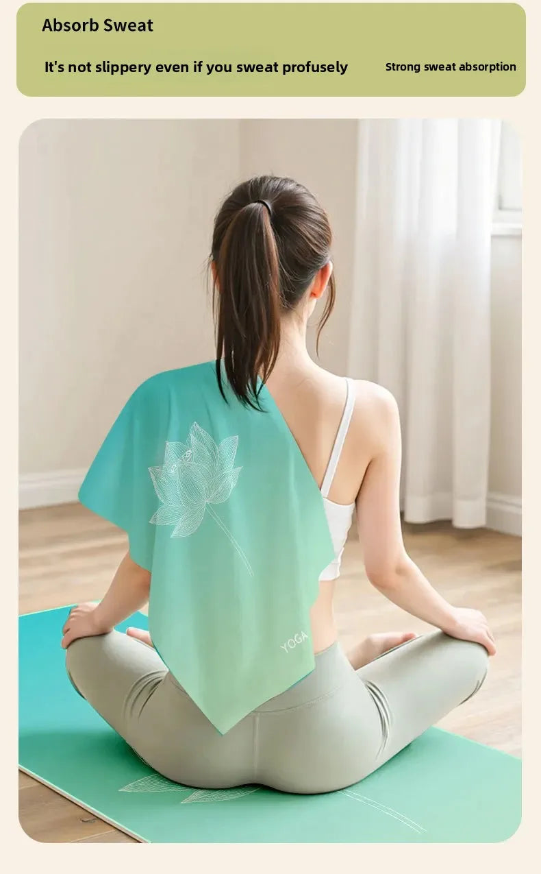 Portable Yoga Towel — Professional Anti-Slip Sweat-Absorbent Travel Mat Towel for Fitness, Pilates & Meditation (Compact Multi-Functional Design)