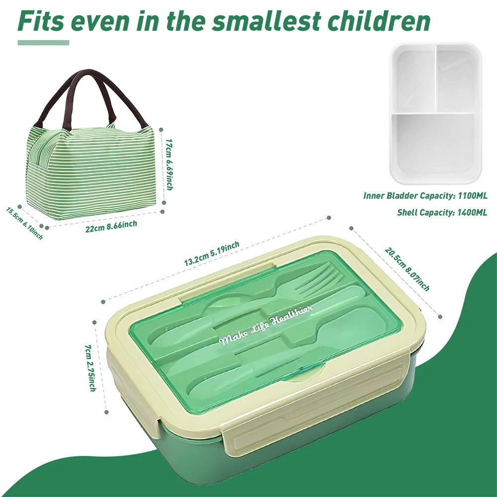 3-Compartment Microwave Lunch Box with Utensils