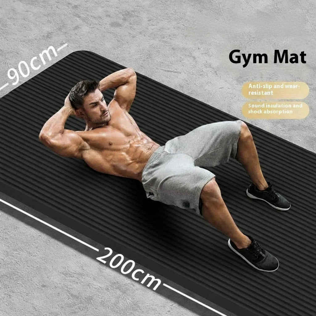 Thick Non-Slip Yoga Mat — 10-20 mm NBR Fitness Mat for Core Strength, Cardio, and Home Training (200 × 60 cm)