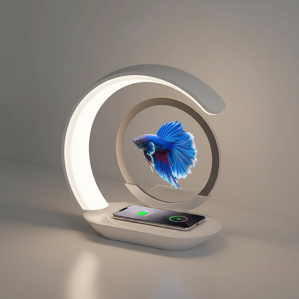 3D Quicksand Desk Lamp — LED Night Light with Wireless Charging & USB Power | Atmosphere Hourglass Art Décor