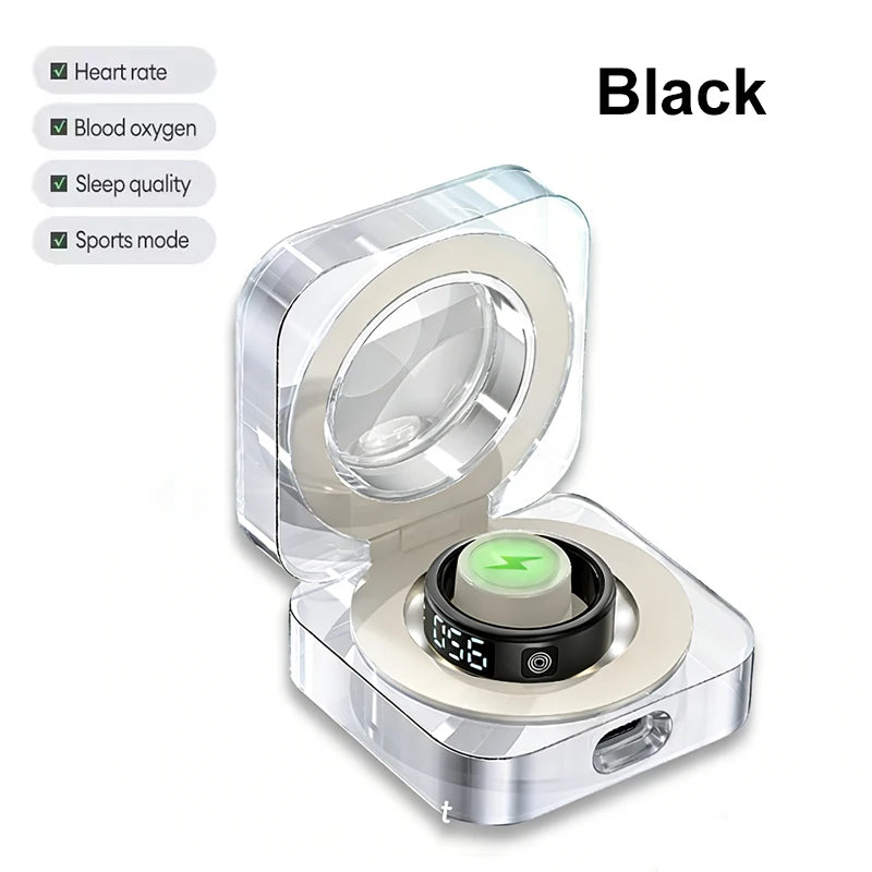 FIDI SR08 Smart Ring — LED Display Wellness Tracker with Sleep, Heart Rate & Sports Modes (Stainless Steel, 3ATM Waterproof)