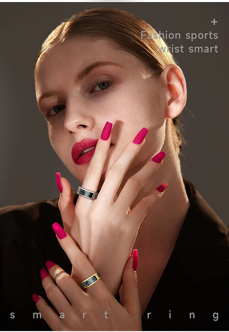 FIDI SR08 Smart Ring — LED Display Wellness Tracker with Sleep, Heart Rate & Sports Modes (Stainless Steel, 3ATM Waterproof)