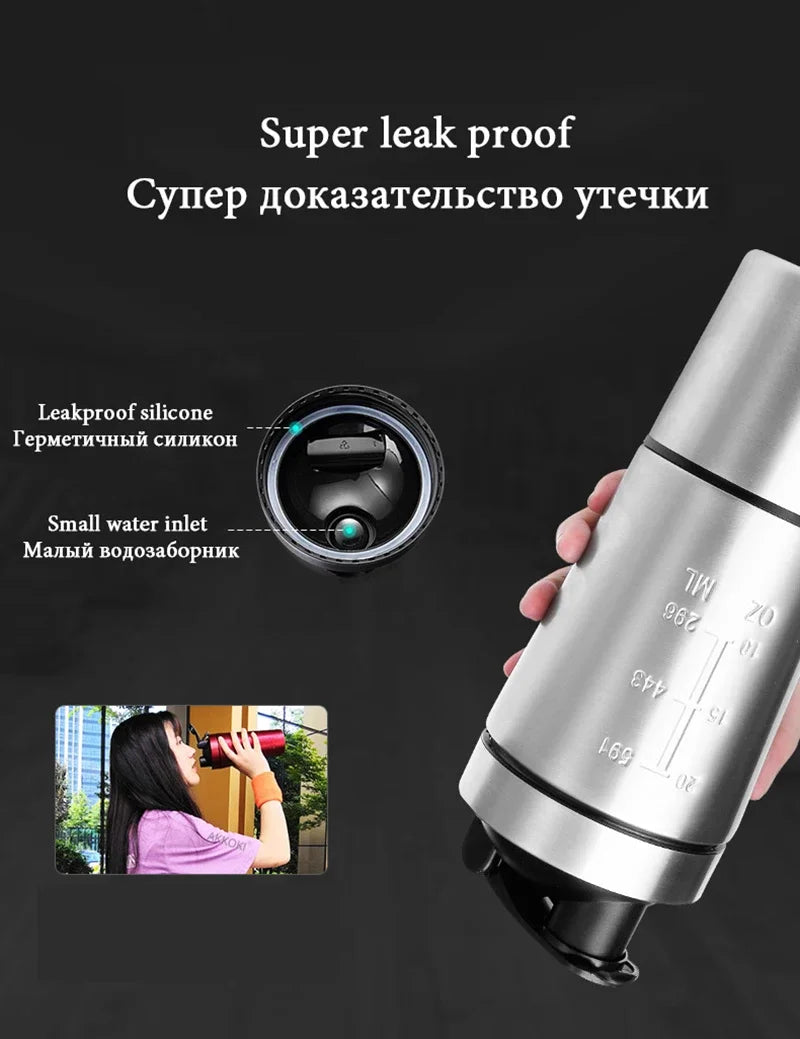 Stainless Steel Double-Layer Sports Shaker Bottle