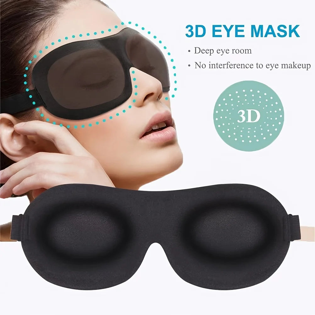 3D Contoured Sleep Mask – 100% Light Blocking Eye Cover