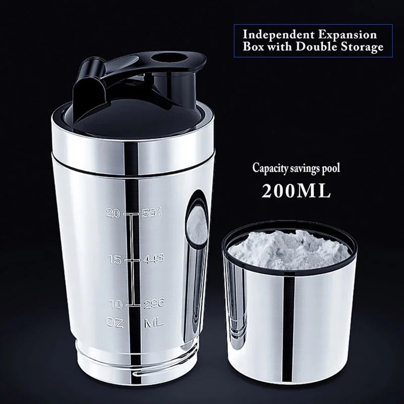 Stainless Steel Double-Layer Sports Shaker Bottle