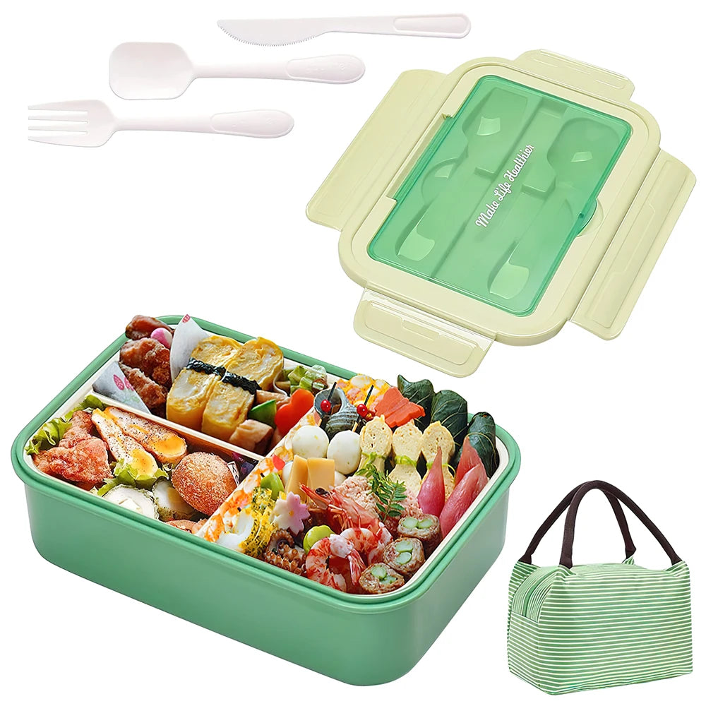 3-Compartment Microwave Lunch Box with Utensils