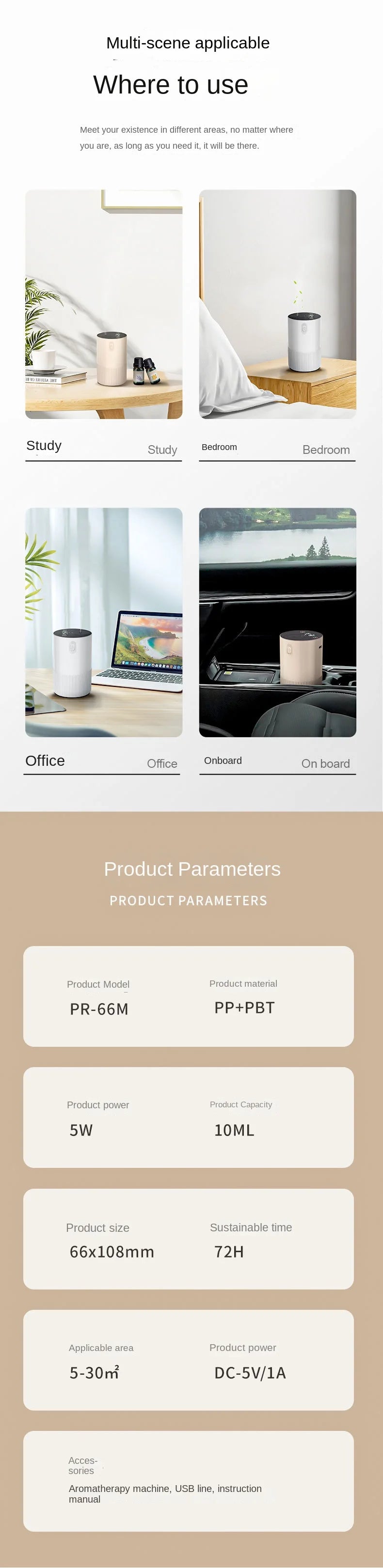 Portable USB Essential Oil Diffuser – Cordless & Rechargeable