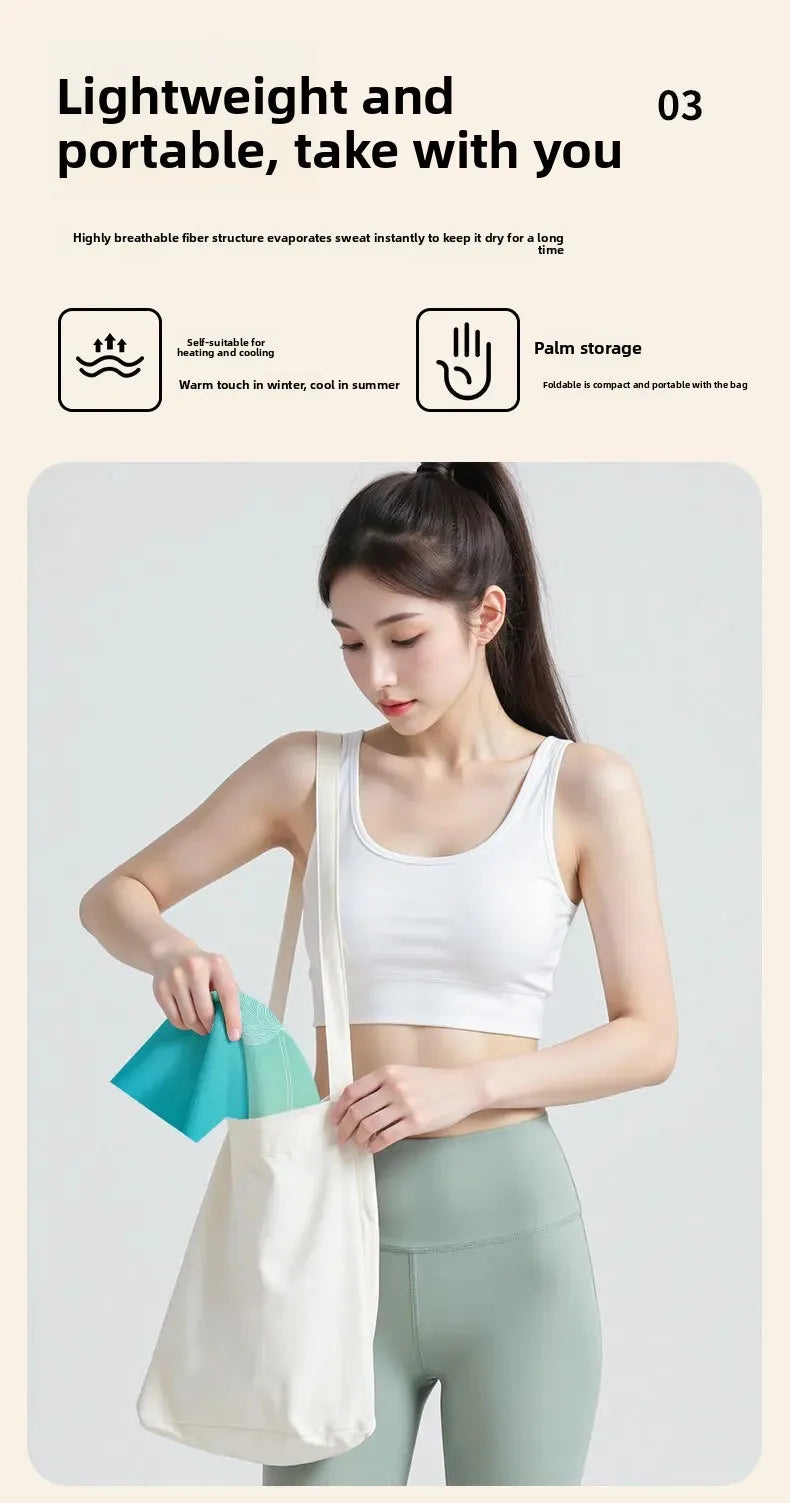 Portable Yoga Towel — Professional Anti-Slip Sweat-Absorbent Travel Mat Towel for Fitness, Pilates & Meditation (Compact Multi-Functional Design)
