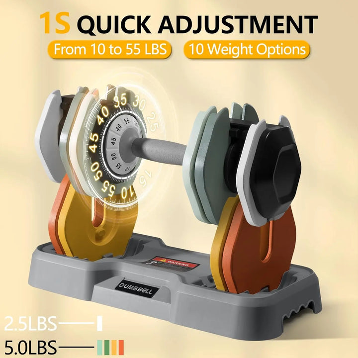 Adjustable 25/55 lbs Dumbbell Set – Fast Turn Handle