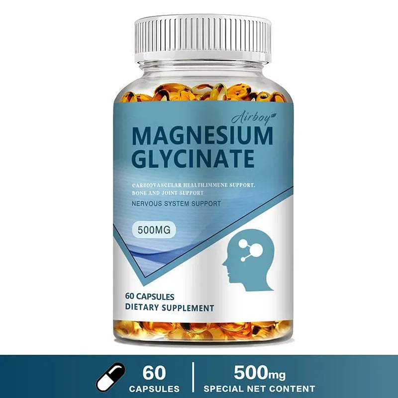 Magnesium Glycinate Capsules — Nervous System, Mood & Sleep Quality Support with Muscle & Heart Wellness (Unisex, US Origin)