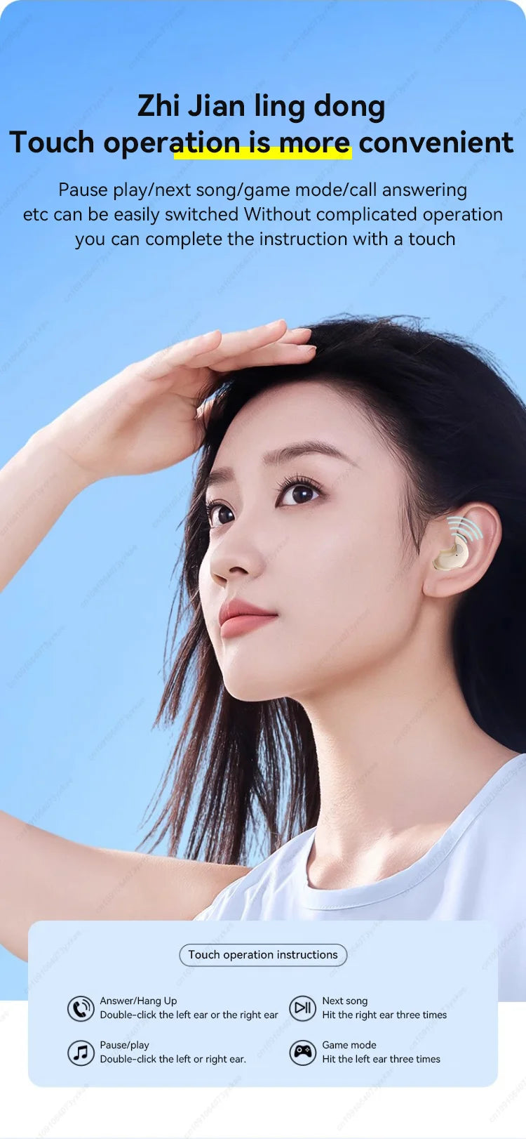 X55 Mini Wireless Bluetooth 5.3 Earbuds — Sport Ear Hooks, Active Noise Cancelling & HiFi Stereo (Charging Case Included)