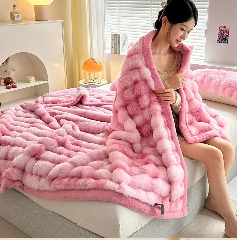 2024 Tie-Dye Double-Sided Fleece Roman Column Blanket