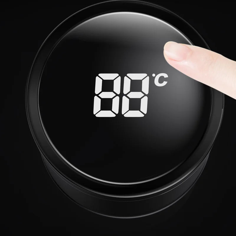 Smart Thermos Bottle — Stainless Steel Digital Temperature Display Cup with Peugeot Logo (Vacuum Insulated Hot & Cold Flask, 500 ml)