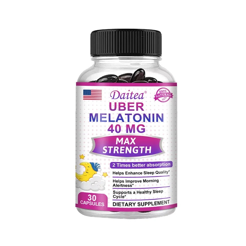 Melatonin Sleep Support Capsules — Restful Sleep & Calm Alertness with Vitamin C & L-Theanine (Non-GMO, Unisex)