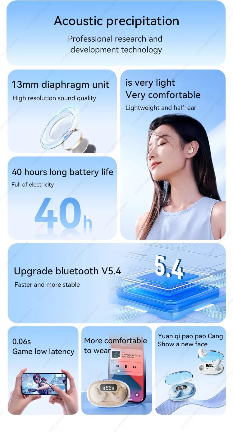 X55 Mini Wireless Bluetooth 5.3 Earbuds — Sport Ear Hooks, Active Noise Cancelling & HiFi Stereo (Charging Case Included)