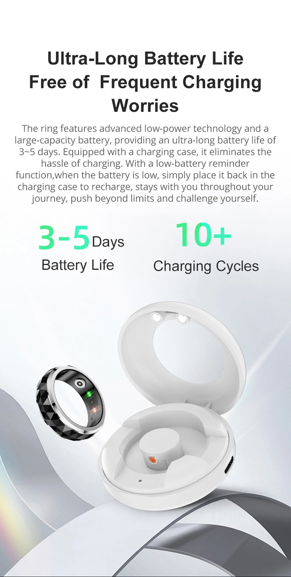 COLMI R11 Smart Ring — Wellness Tracker & Fidget Spinner Ring with Sleep Monitor, Stress Tracking & Charging Case (5ATM Waterproof)